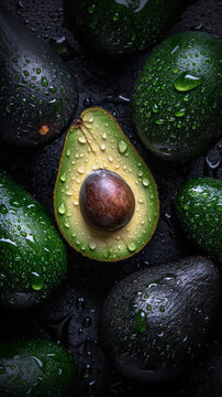 clean halved avocado beackground