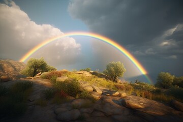 Illustration material of a rainbow. Generative AI