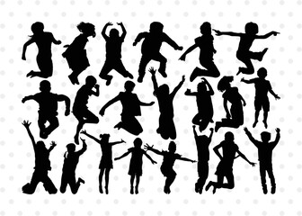 Kids Jumping Silhouette, Kids Jumping SVG, Jumping Children Svg, Jumping Svg, Kids Jumping Bundle, SB00370