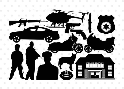 Police Silhouette, Police SVG, Police Car Svg, Police Bike Svg, Police Rifel Svg, Police Bundle, SB00394