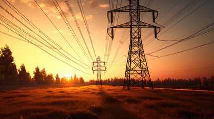 Tower of Power: High-Voltage Transmission at Sunset
