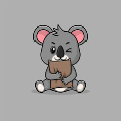 Cute baby koala cartoon sleeping on pillow flat vector icon illustration. 