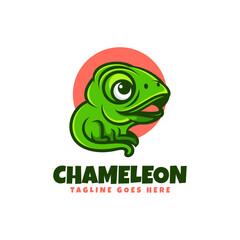 Vector Logo Illustration Chameleon Mascot Cartoon Style.