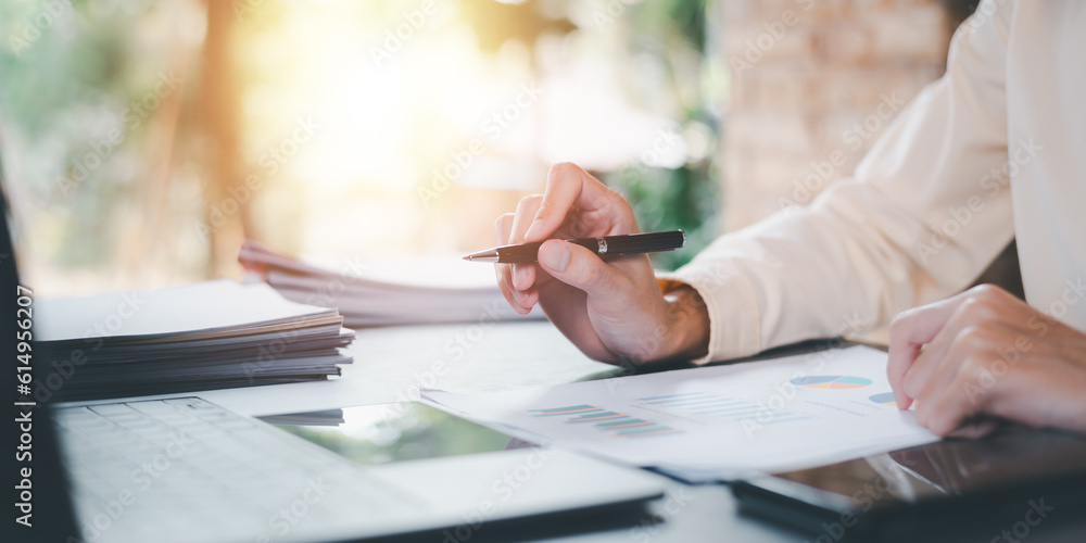 Poster statistical analyst reading graph report and business statistics charts ,Analysis and improvement of corporate strategy ,manage financial and marketing documents ,Statistics and Data Concepts