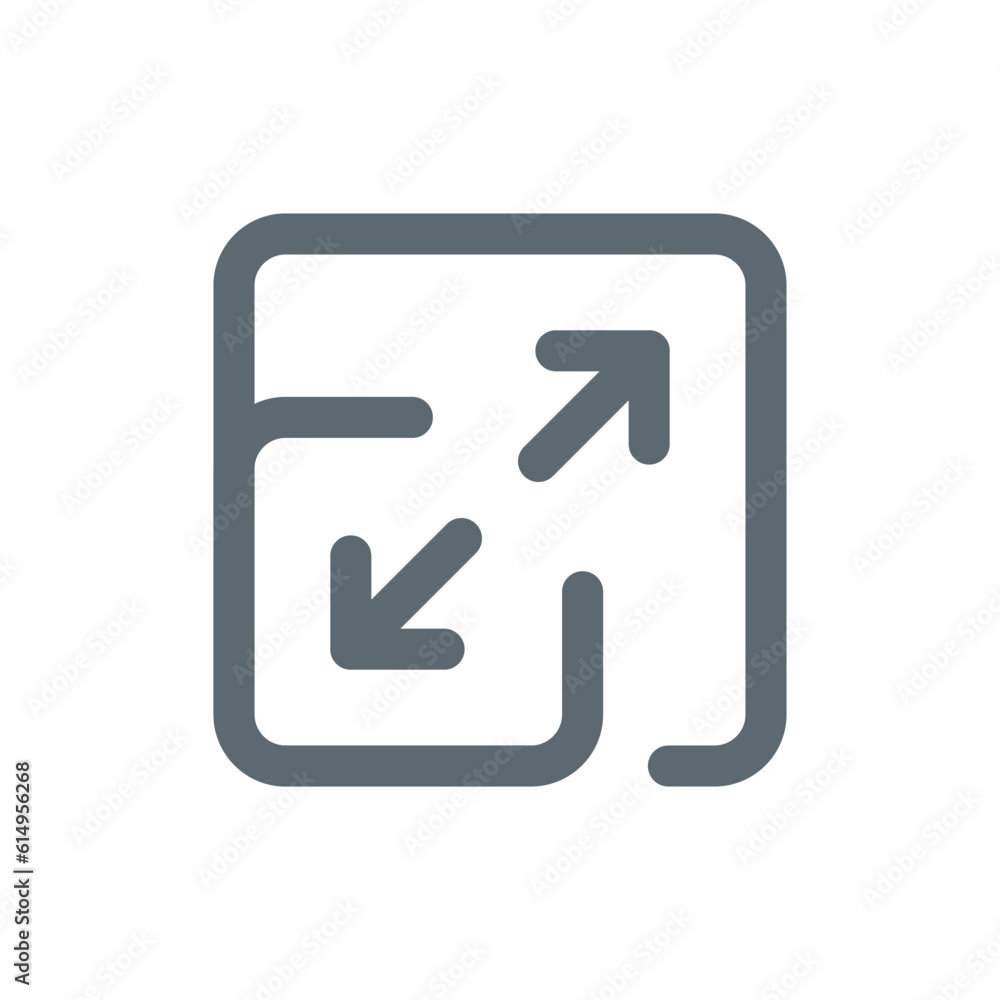 Poster screen scale up or down, resize tool button concept illustration line icon design editable vector ep