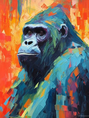 A Fauvism Style Painting of a Gorilla | Generative AI