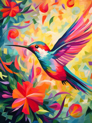 A Fauvism Style Painting of a Hummingbird | Generative AI