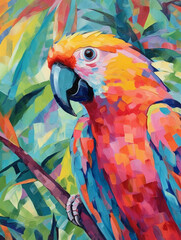 A Fauvism Style Painting of a Parrot | Generative AI