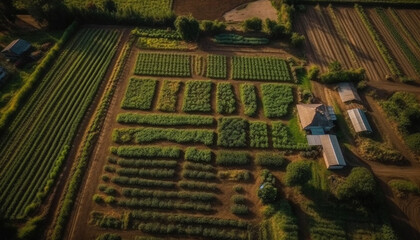 Fototapeta premium Abundant vineyards in rural landscape, harvested for winemaking industry generated by AI