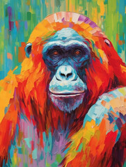 A Fauvism Style Painting of an Orangutan | Generative AI