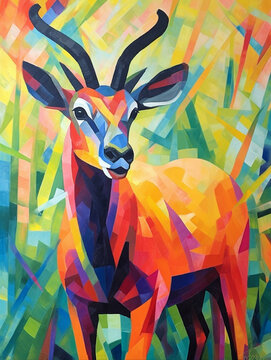 A Fauvism Style Painting of an Antelope | Generative AI