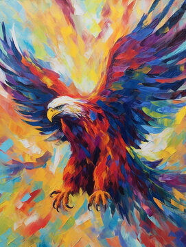 A Fauvism Style Painting of an Eagle | Generative AI