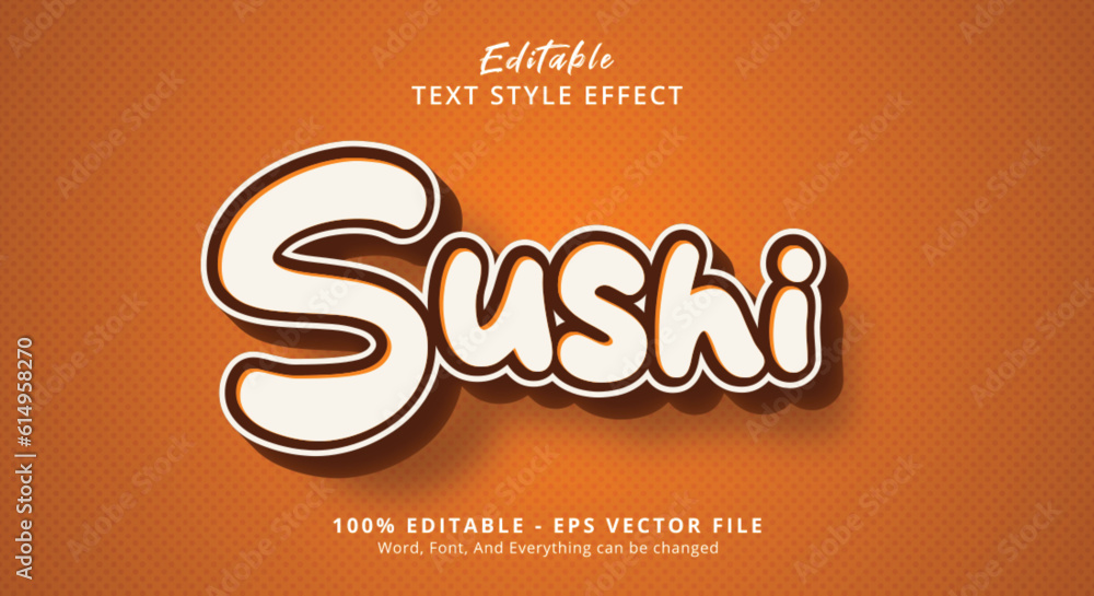 Poster sushi text style effect, editable text effect
