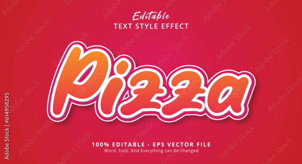 Poster red pizza text style effect editable text effect