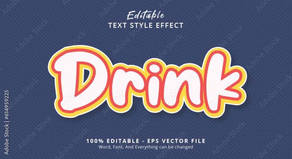 Poster drink text style effect, editable text effect
