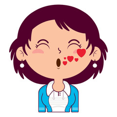 girl whistling love face cartoon cute