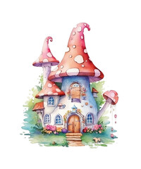 Fairy House Watercolor Sublimation, Fairy House Watercolor Clipart Bundle, Generated AI 