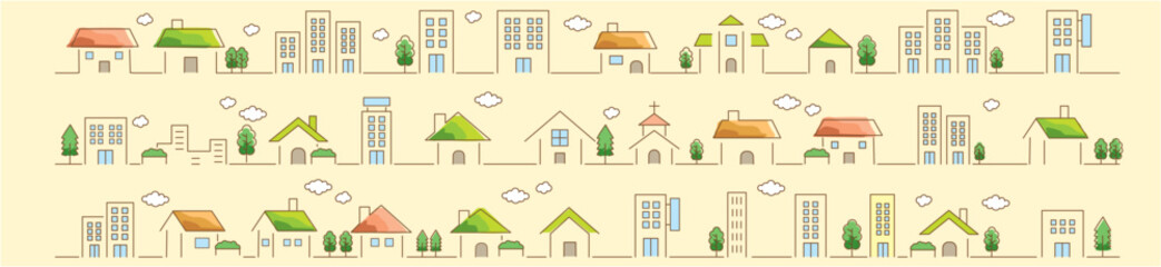 cityscape Landscape Real Estate vector line illustration