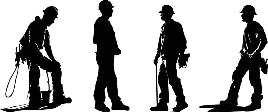 construction worker with helmet silhouette