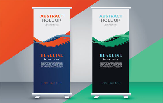 modern roll up banner template  with abstract design