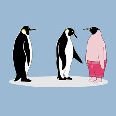 Fototapeta premium penguins on the beach funny illustration