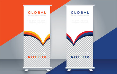 Modern roll up banner design template. flyer. pull up. presentation. brochure. poster. advertisement. print media
