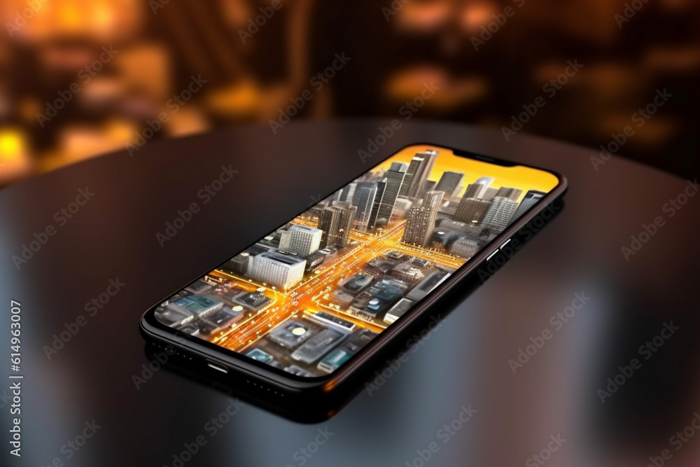 Poster phone direction location gps mobile map position point navigation travel. generative ai.