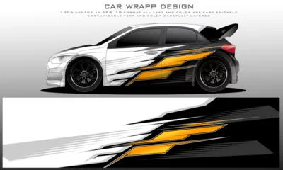 Acrylic prints Cartoon cars car livery graphic vector. abstract grunge background design for vehicle vinyl wrap and car branding