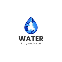 Vector Logo Illustration Water Gradient Colorful Style