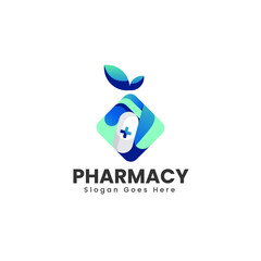 Vector Logo Illustration Pharmacy Gradient Colorful Style