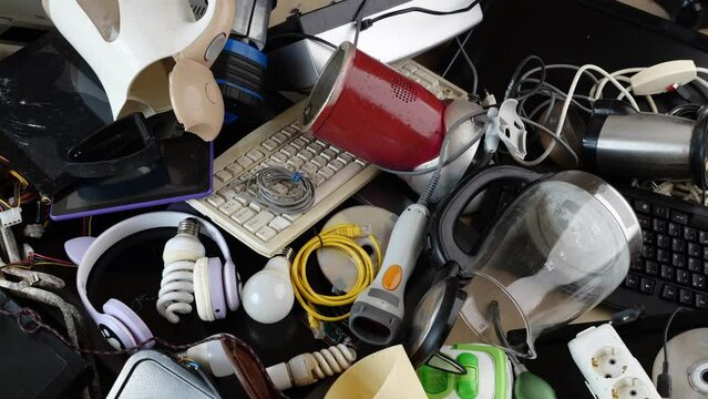 Used consumer electronics, household appliances, IT equipment, monitors, mobile phone. Waste from Electrical and Electronic Equipment WEEE. Waste and recycling