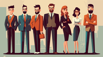 Group of business people to successful. Business team ready to work discussion of the company business strategy vector illustration charactors