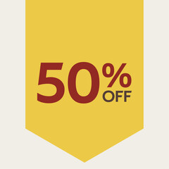 50% discount label. for sale. promotion. special offer promotion. discount percentage. vector flat design.