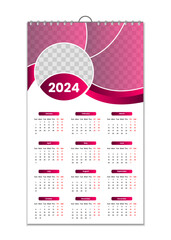 Wall Calendar 2024, Wall calendar design template for 2024, minimalist, clean, and elegant design Calendar for 2024,wall calendar template design