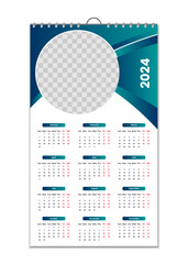 Wall Calendar 2024, Wall calendar design template for 2024, minimalist, clean, and elegant design Calendar for 2024,wall calendar template design
