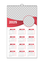 Wall Calendar 2025, Wall calendar design template for 2025, minimalist, clean, and elegant design Calendar for 2025,wall calendar template design