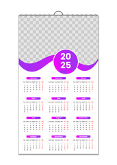 Wall Calendar 2025, Wall calendar design template for 2025, minimalist, clean, and elegant design Calendar for 2025,wall calendar template design