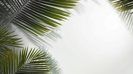 Fototapeta na wymiar Summer green leaves of coconut palm and shadow.