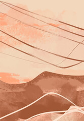 Creative minimalist hand painted illustrations for wall decoration.