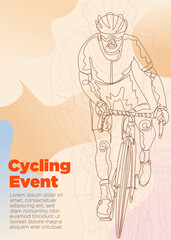 cycling line art .cyclist on a bikefor cycling event poster.abstract style. cycling vector illustration