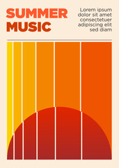 sun of a beach. guitar and sun. summer music festival event poster template vector illustration