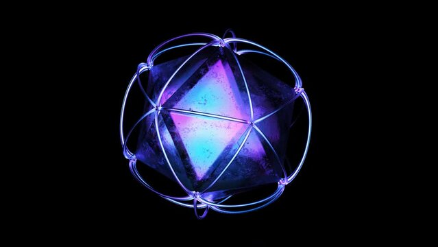 Abstract rotating glass shapes loop