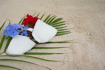 wedding bouquet on the sand