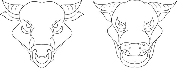 Cow with flower on background for happy new year 2020.Cow and sakura,marigold flower tattoo.Vector of a cow design on background. indian cow decorated with colorful fabrics and flower.sakura,peach.