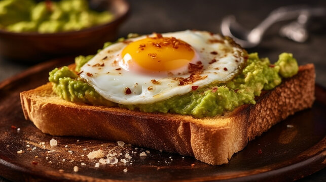 breakfast breads toasts with avocado and fried egg top views collection of delicious food and breakfast theme