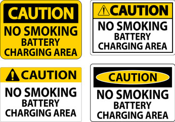 Caution Sign Battery Storage Area No Smoking