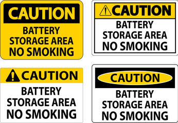 Caution Sign Battery Storage Area No Smoking