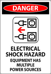 Danger Sign Electrical Shock Hazard, Equipment Has Multiple Power Sources