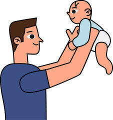 Father Carrying Baby decorative design element for website, presentation, flyer, brochure, printing, application. illustration style
