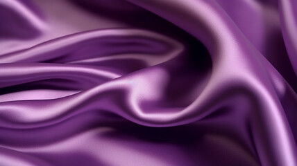 Fototapeta premium Satin silk fabric background. Rippling scarf texture. Luxury shiny wallpaper in purple.